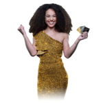 Gold Reef City Casino Promotion Saturday Night Jackpots Model Holding the Gold Reef City Rewards cards.