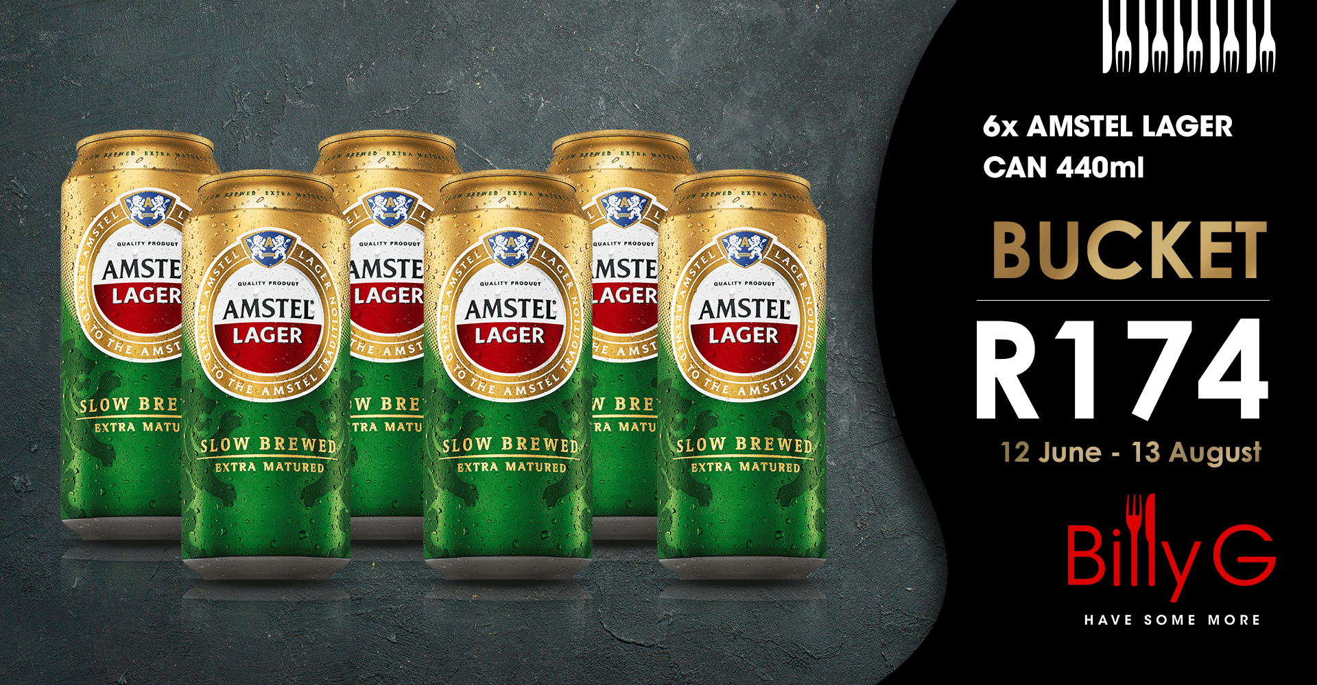6X Amstel Lager Can 440ML