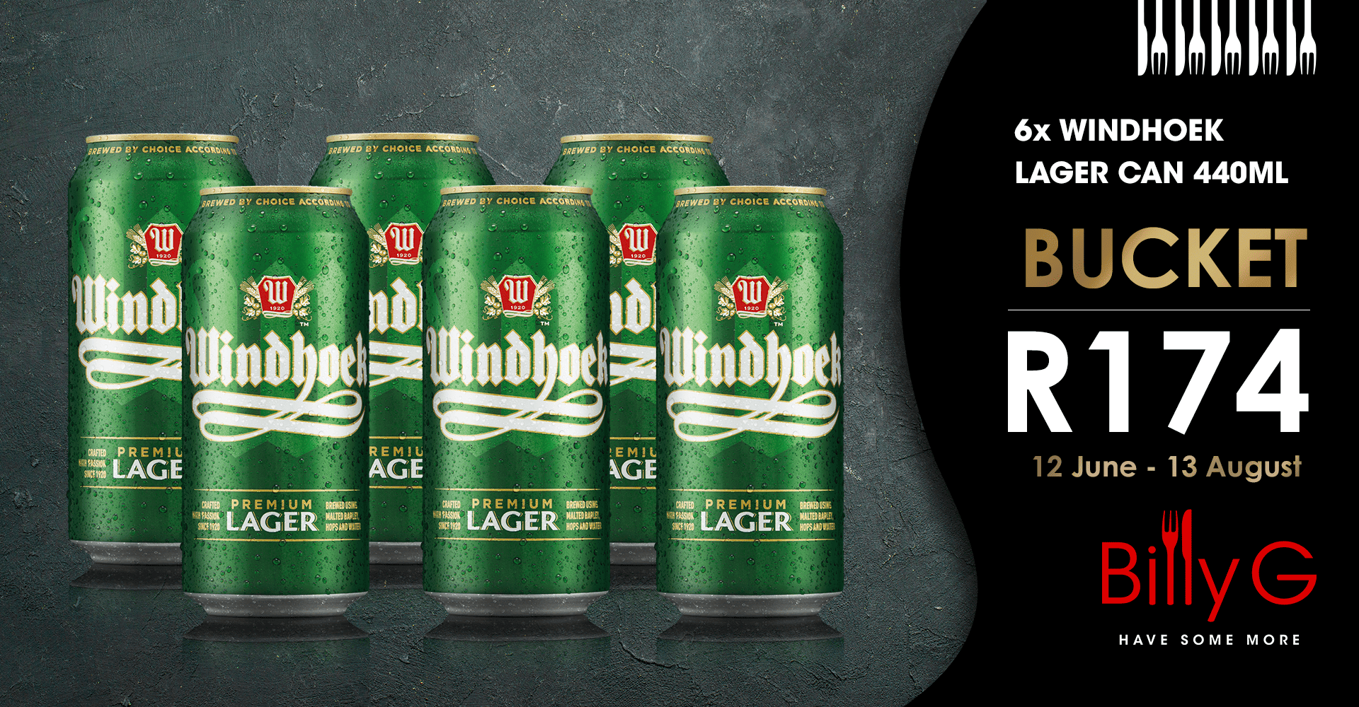 6x Windhoek Lager Can 440ML