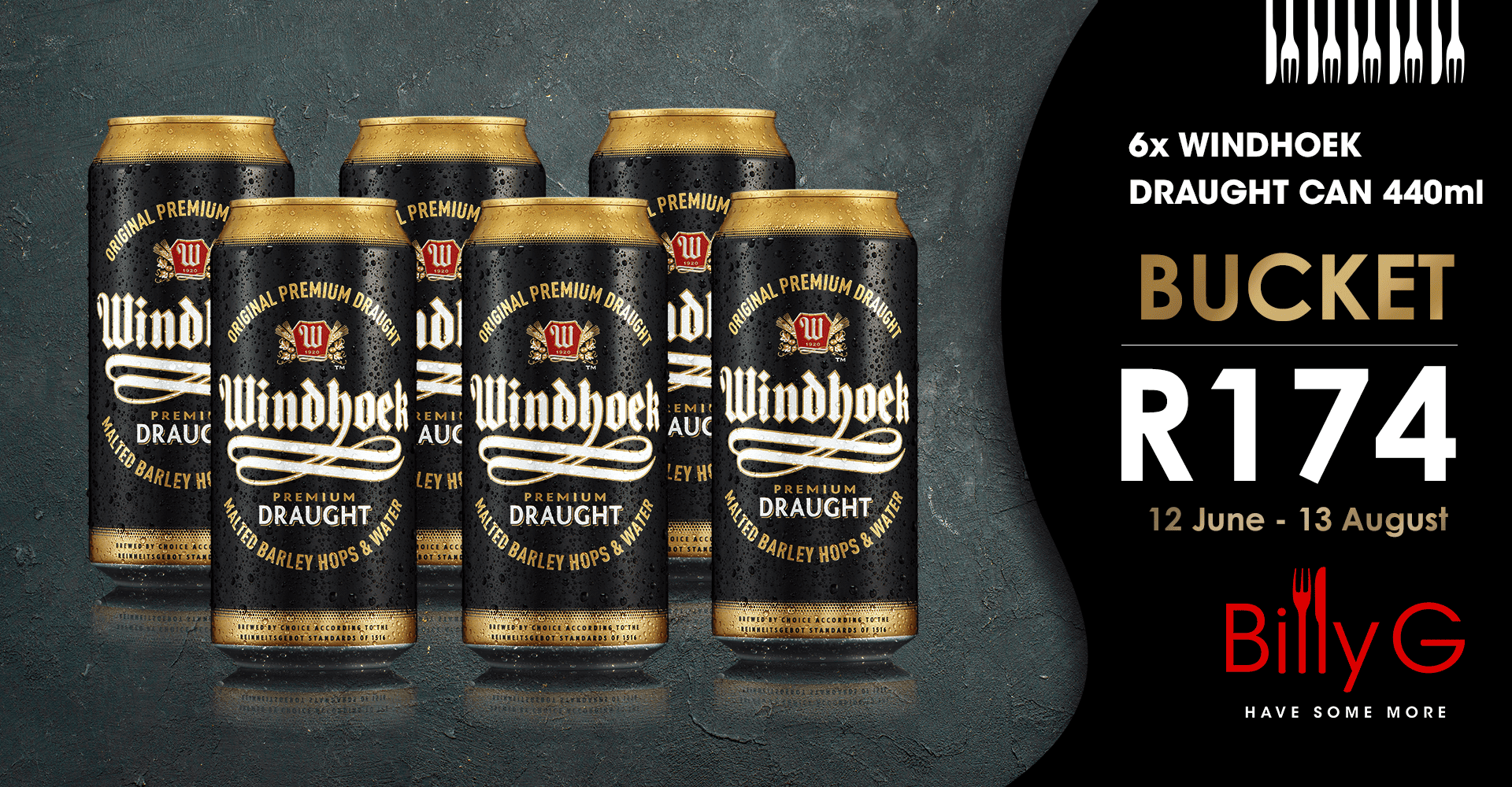 6X Windhoek Draught CAN 440ML
